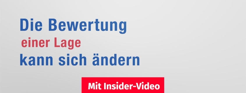 Vor einem weißen Hintergrund steht in blauer und roter Schrift: "Die Bewertung einer Lage kann sich ändern" | Immobilienbewertung