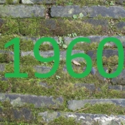 Eine grüne Zahl 1960 vor einer grauen Steinmauer - Zahl des Monats 1960