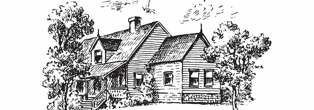 Bleistiftskizze eines Einfamilienhauses in der Natur | Bauen oder Kaufen