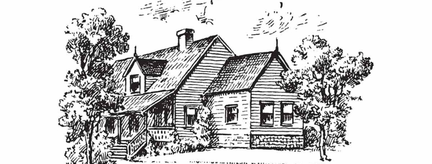 Bleistiftskizze eines Einfamilienhauses in der Natur | Bauen oder Kaufen