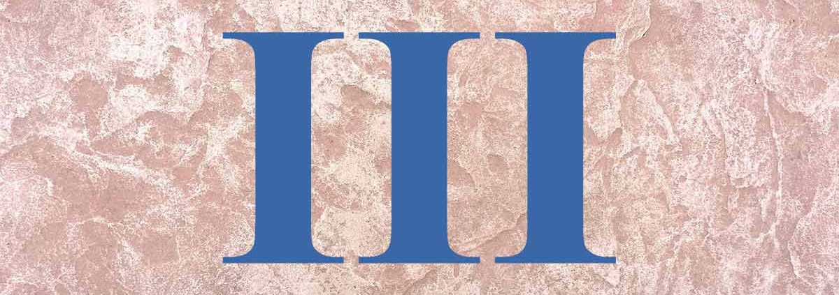 Auf einer rosafarbenen Wand steht eine römische Drei | Grundbuch Abteilung III Belastungen
