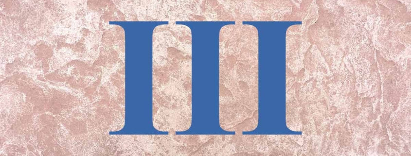 Auf einer rosafarbenen Wand steht eine römische Drei | Grundbuch Abteilung III Belastungen