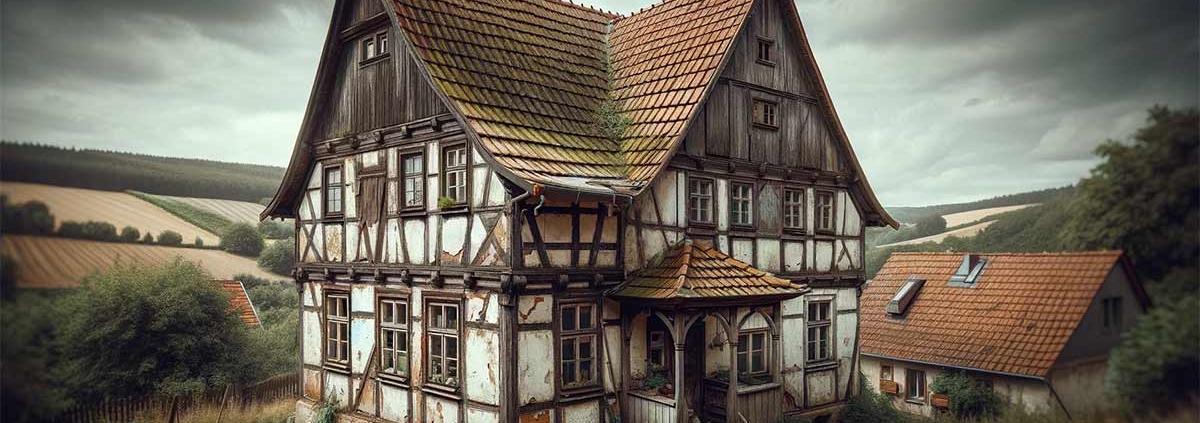 ein unsanierte Immobilie auf dem Land